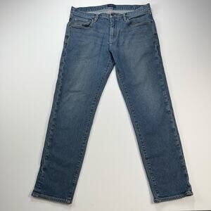 Proper Cloth 10.75 Ounce Indigo Stretch Straight Denim Jeans Essex Wash Size 35
